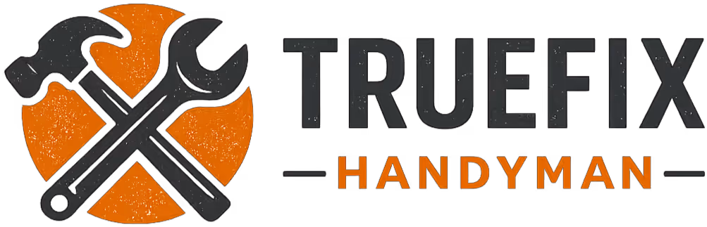 TrueFix Handyman logo with crossed hammer and wrench over an orange circle background.